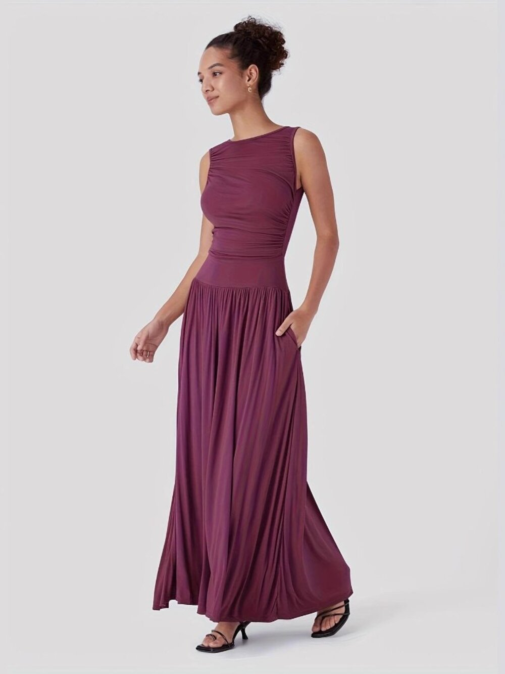 Women's Waist-Draped Sleeveless Summer Maxi Dress